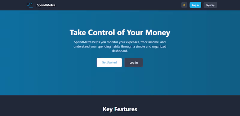 Cover image for SpendMetra | Finance Tracker with
