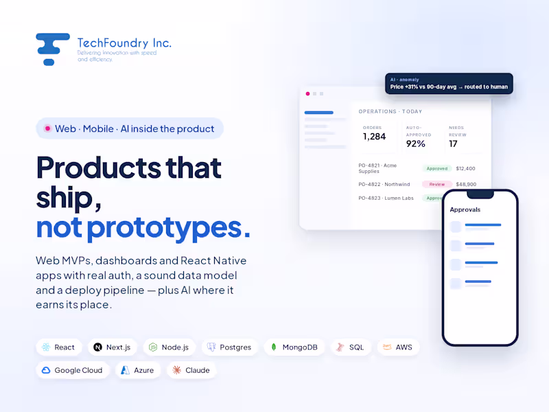 Cover image for Operational SaaS MVPs & AI-Powered Product Builds