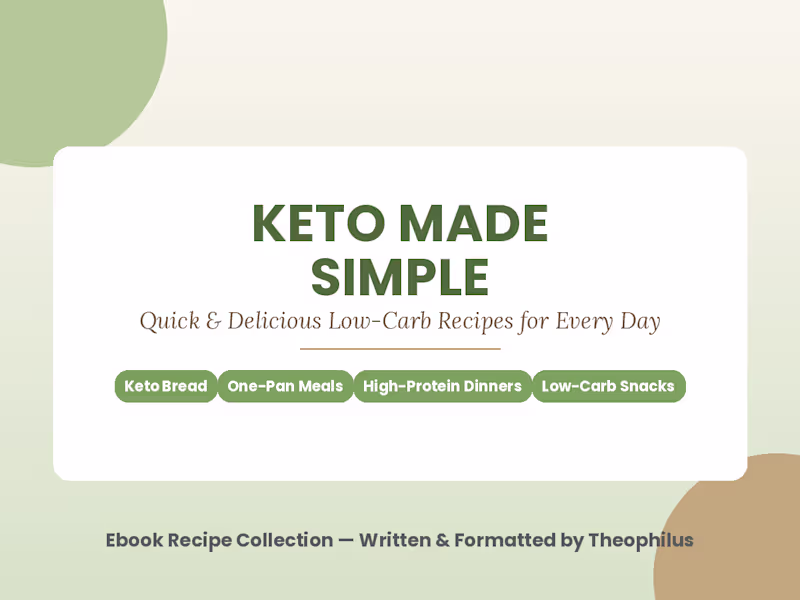 Cover image for Title: Keto Recipe Ebook –