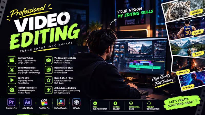 Cover image for Professional Video Editing | YouTube, Reels & Social Media
