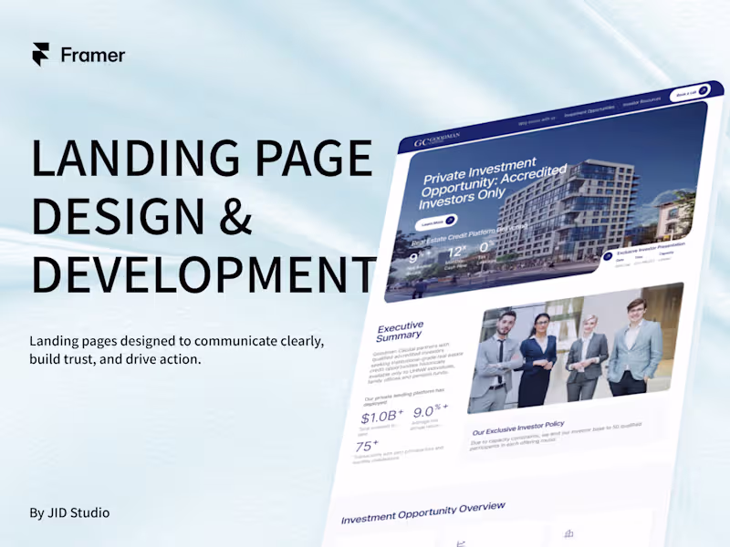 Cover image for Framer Landing Page Design & Development