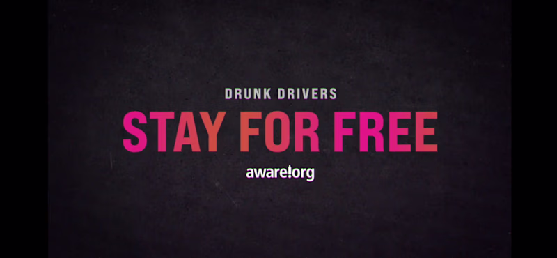 Cover image for AWARE.ORG "Drunk Drivers Stay for Free"