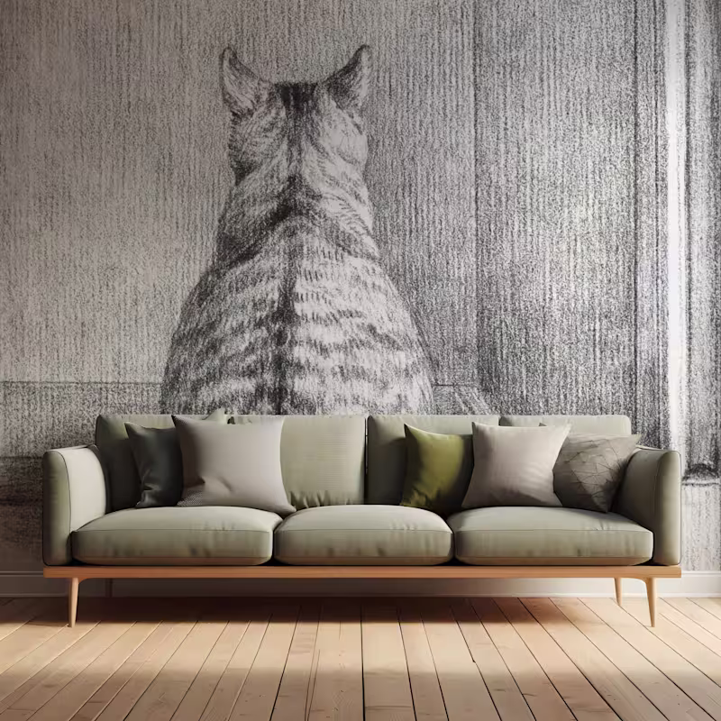 Cover image for Wallpaper Mockup with Sage Green MCM Inspired Couch