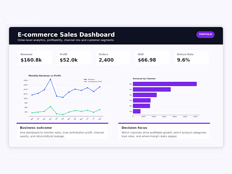 Cover image for E-commerce Sales & Profitability Dashboard