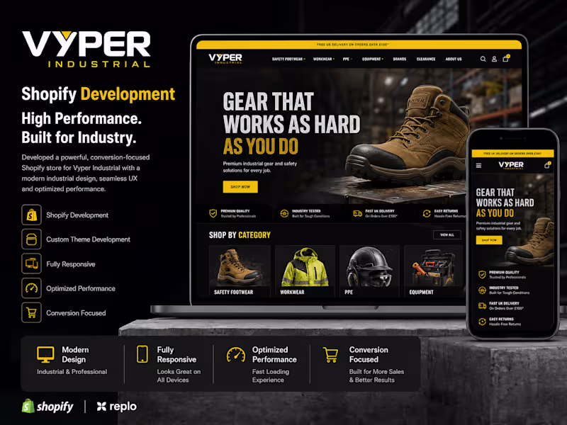 Cover image for Industrial Shopify website mockup design