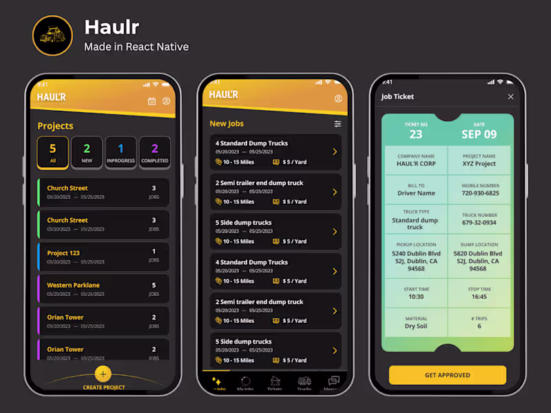 Cover image for Haulr Mobile - A Trucking & Construction Industry Solution