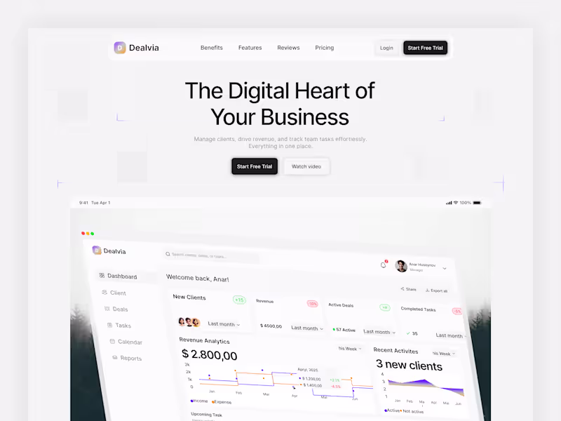 Cover image for Dealvia: High-Converting B2B SaaS CRM Landing Page