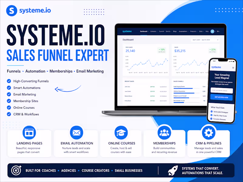 Cover image for Systeme.io Sales Funnel & Marketing Automation Expert