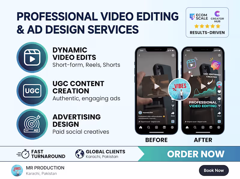 Cover image for High-Converting TikTok, Reels & UGC Video Ad Editing