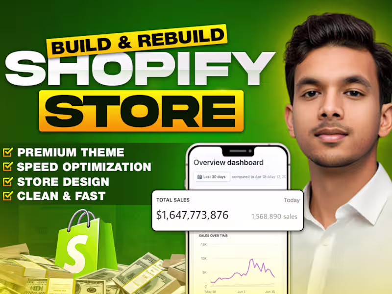 Cover image for I will build Shopify store, Shopify website & dropshipping store