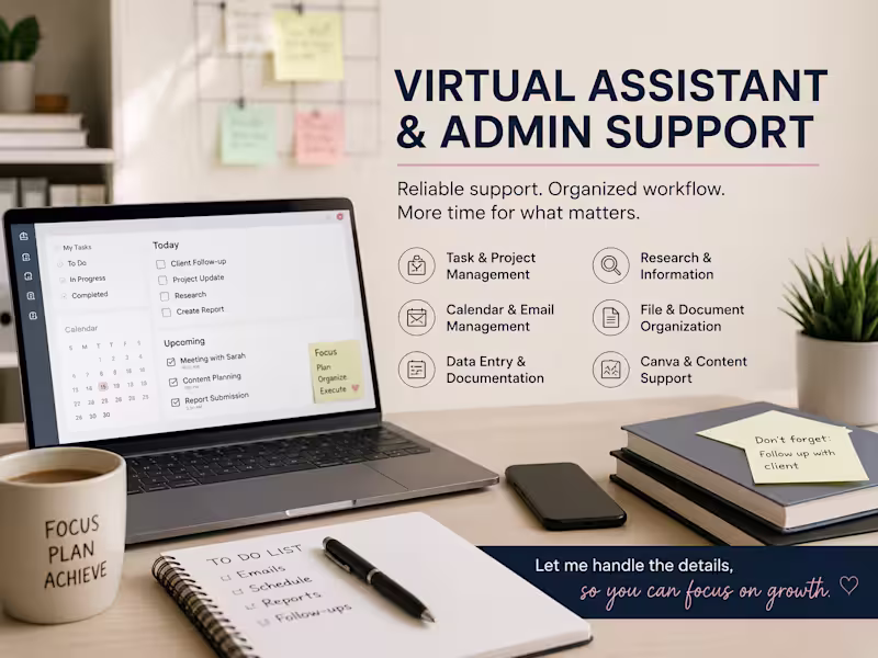 Cover image for Virtual Assistant & Admin Support