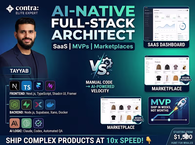 Cover image for Full-Stack AI Developer | SaaS, MVPs & Digital Marketplaces