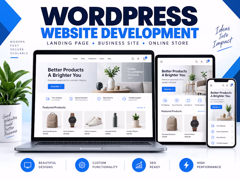 Cover image for I will build a professional WordPress or WooCommerce website