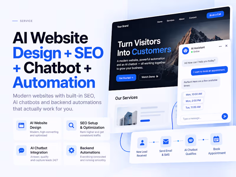 Cover image for AI Website Design + SEO + Chatbot + Backend Automation