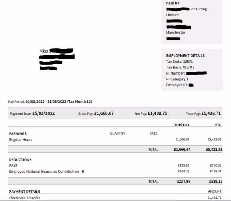 Cover image for Payroll - Payslip generated 