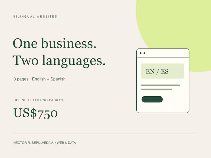 Cover image for English & Spanish Business Website — Three Pages