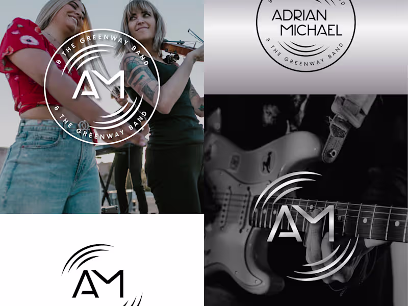Cover image for Adrian Mic & the greenway band Logo design and color scheme