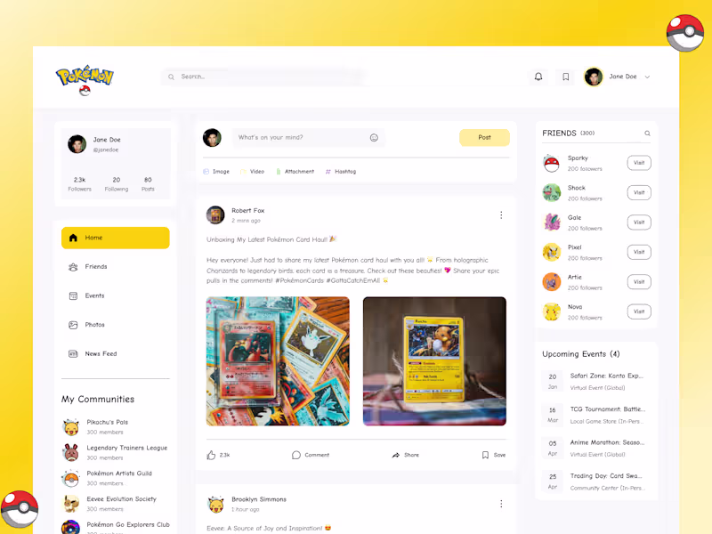 Cover image for Pokémon Social Platform Homepage Design