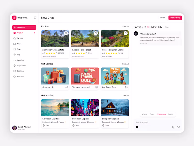 Cover image for AI Travel Planning and Booking Web App UI UX Design in Figma