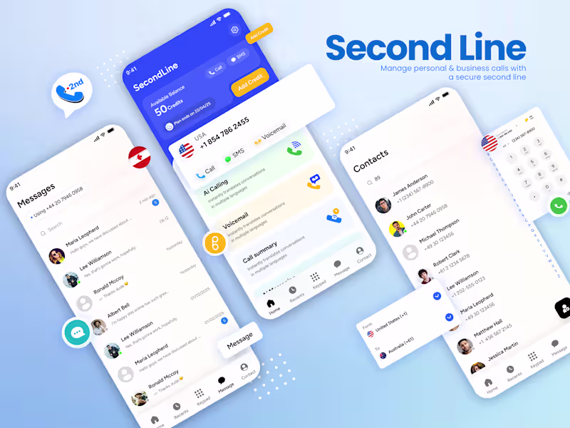 Cover image for Second Line App for Private Secondary Phone Numbers