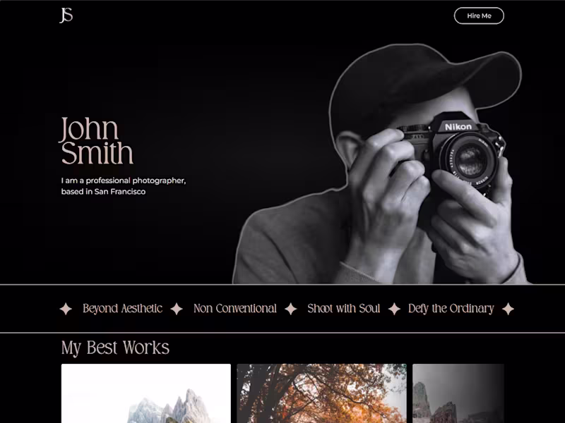 Cover image for A photographer's portfolio website