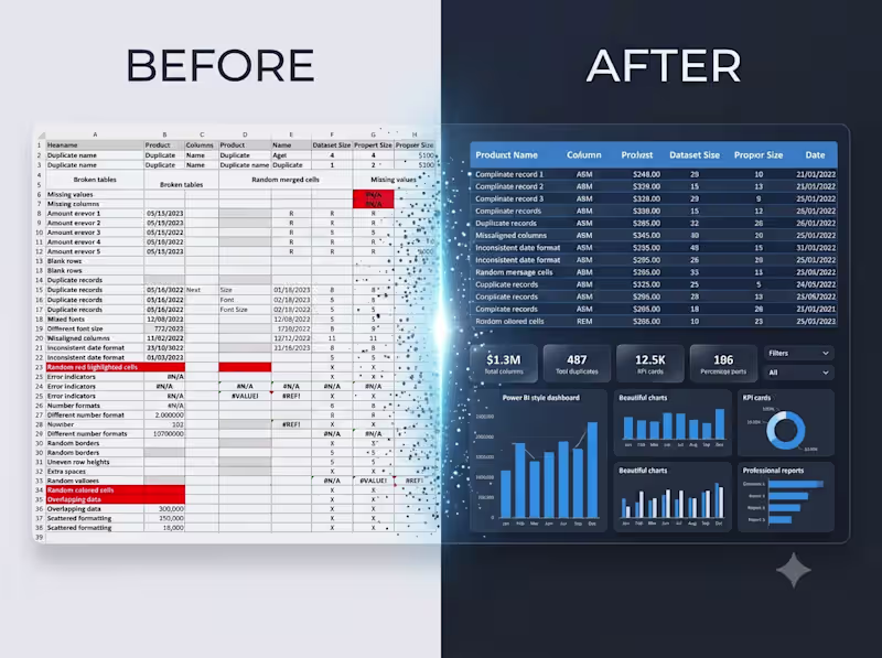 Cover image for Messy data transformed into clean,