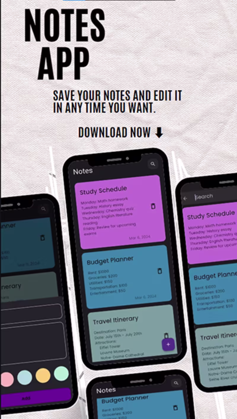 Cover image for Notes-App || Mobile app build with Flutter :: Behance