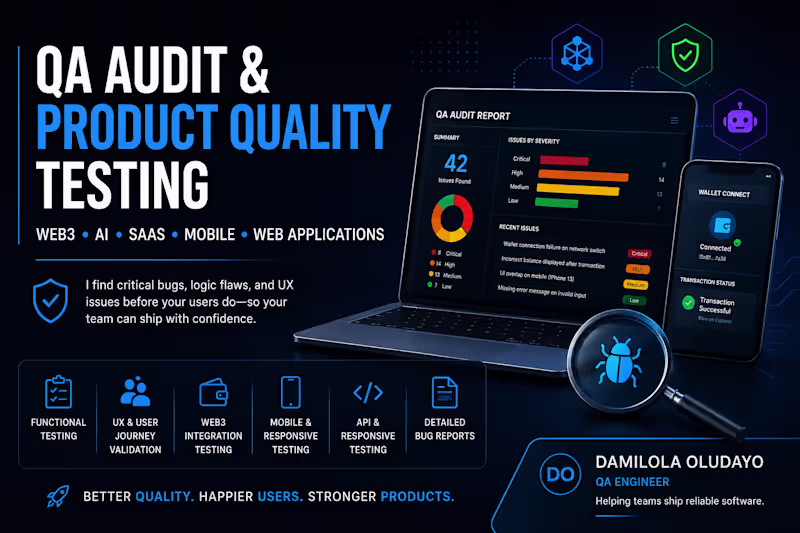 Cover image for Complete Product QA Partnership | Web3, AI, SaaS, Mobile & Web A