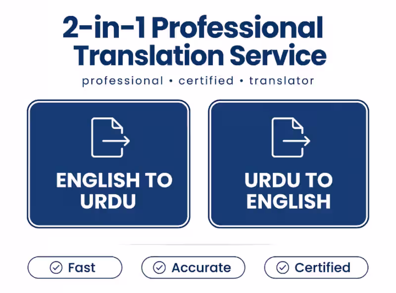 Cover image for Translation English to Urdu,Urdu to English