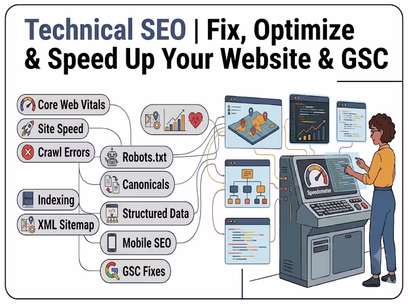 Cover image for Technical SEO | Fix, Optimize & Speed Up Your Website & GSC