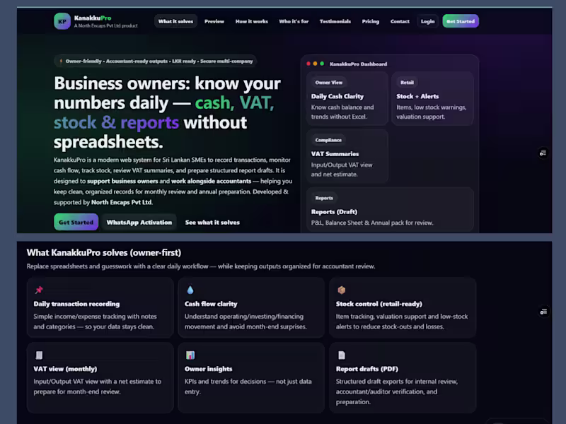 Cover image for KanakkuPro – SME Finance Web