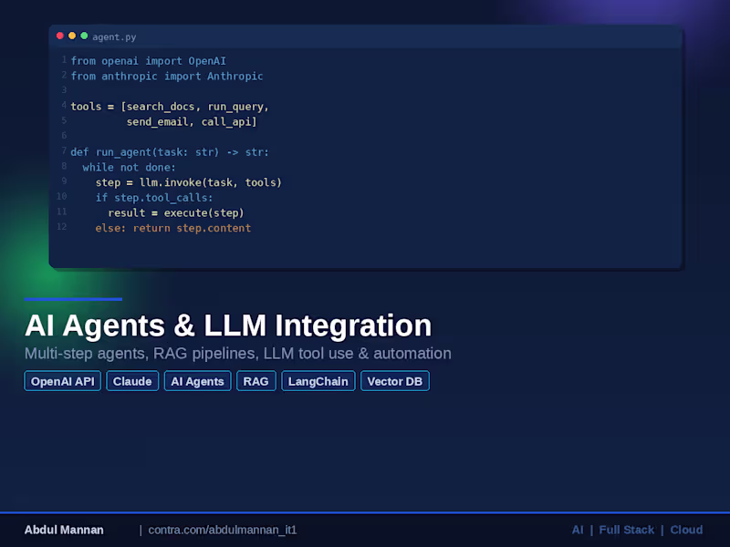 Cover image for AI Agents & LLM Integration