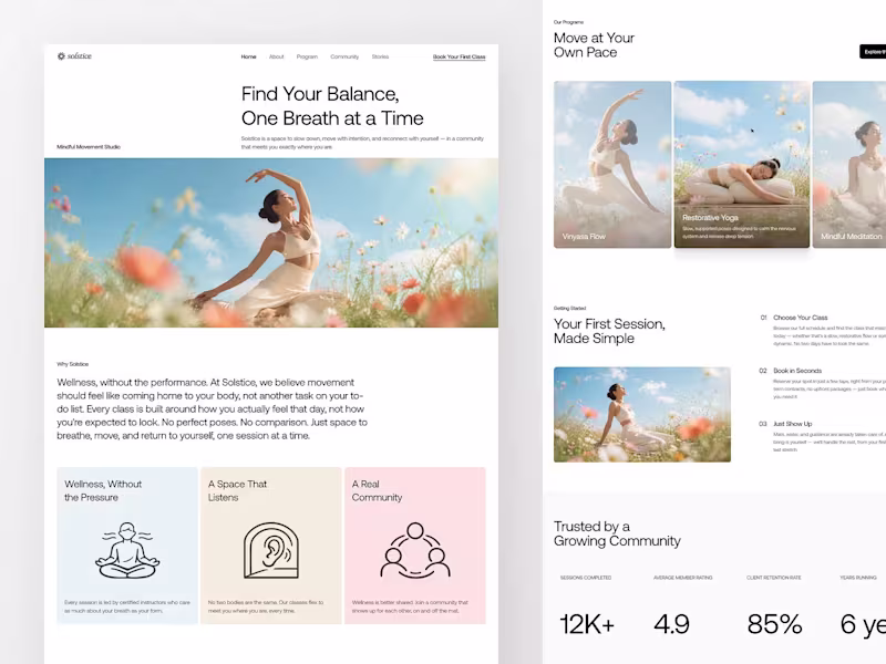 Cover image for Solstice - Wellness Studio Landing Page