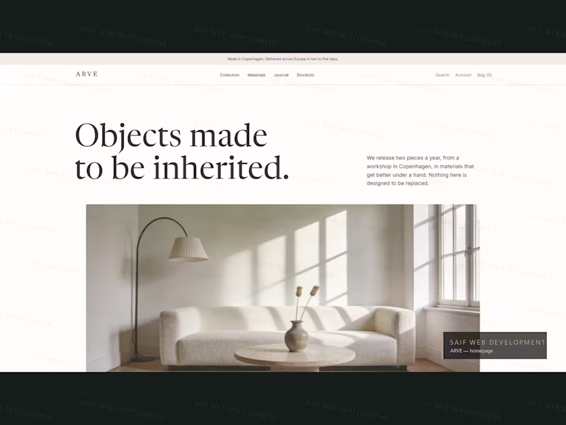 Cover image for I designed and built ARVE, a concept site for a brand that m...