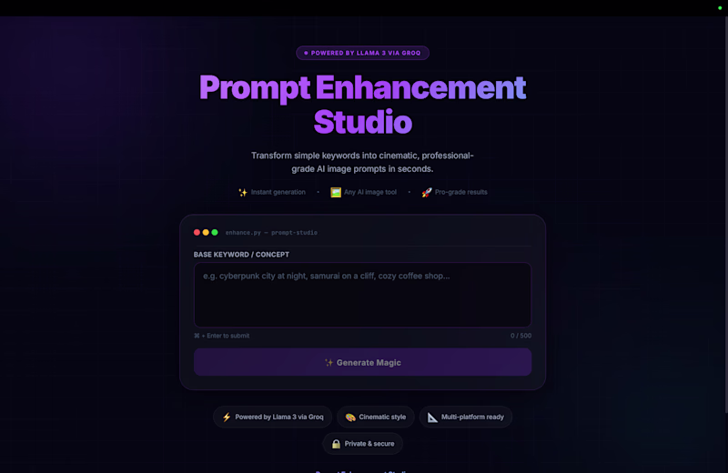 Cover image for AI-powered cinematic prompt generation platform
