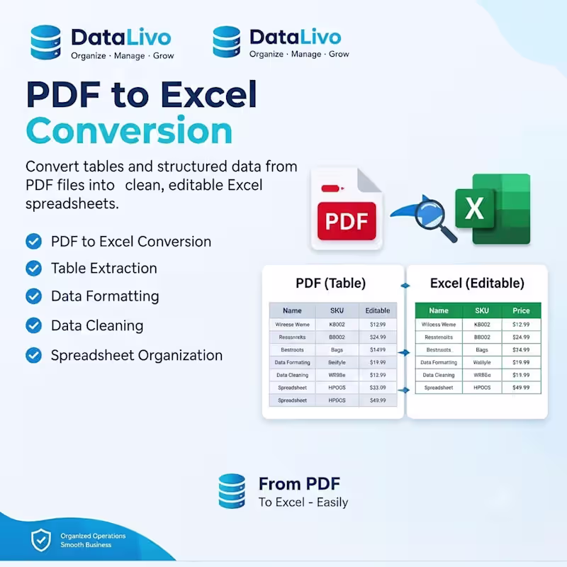 Cover image for PDF to Excel Conversion