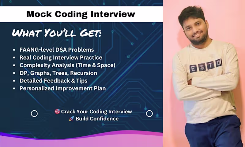 Cover image for FAANG Mock Coding Interview: DSA & LeetCode Prep with Feedback