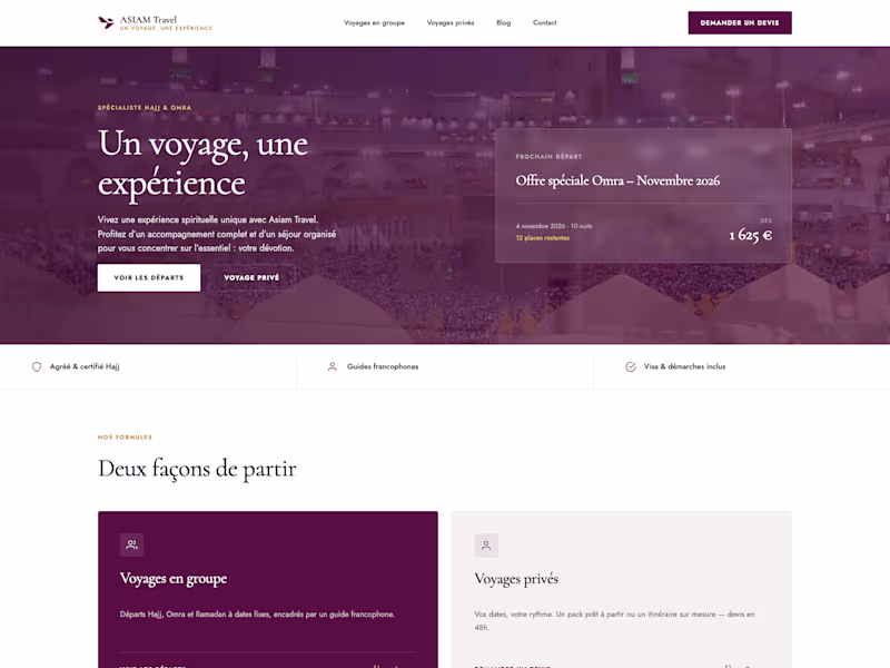Cover image for ASIAM Travel Agency Website Building
