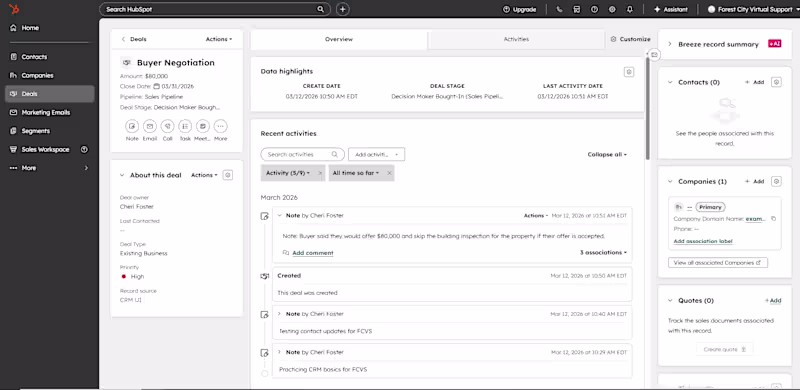 Cover image for A test HubSpot CRM entry
