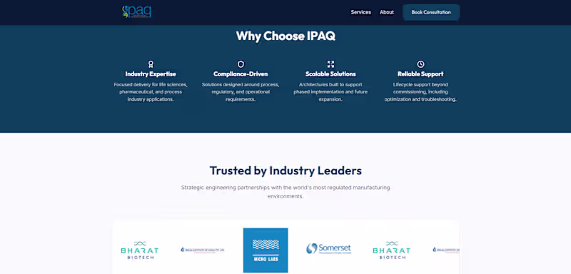 Cover image for Corporate Website for IPAQ Solutions