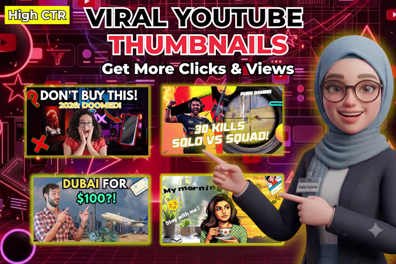 Cover image for Eye catching clickbait youtube thumbnail design in 24 hours