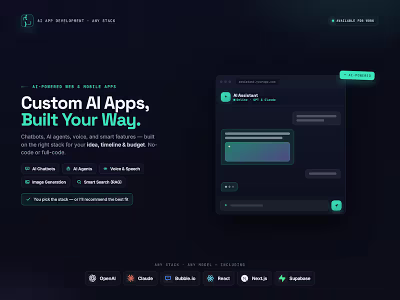 Cover image for AI App Development — Web & Mobile, Any Stack