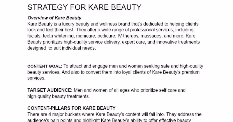 Cover image for Content Marketing Strategy for Kare Beauty