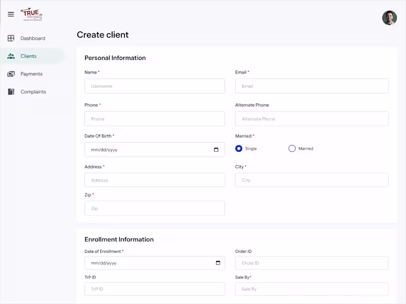 Cover image for TrueHoliday CRM

Built a custom CRM