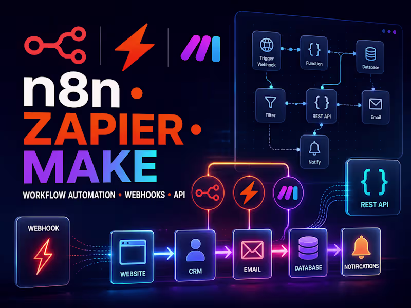 Cover image for n8n, Zapier & Make Workflow Automation