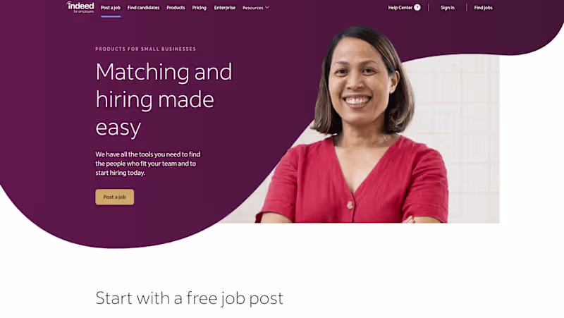 Cover image for Indeed Landing Page | PRODUCTS FOR SMALL BUSINESSES