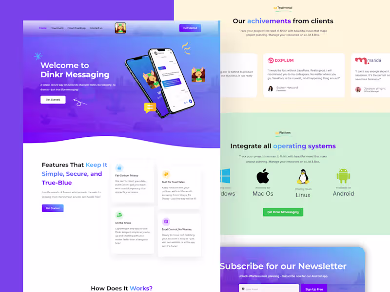 Cover image for Dinkrmessaging App Website Redesign