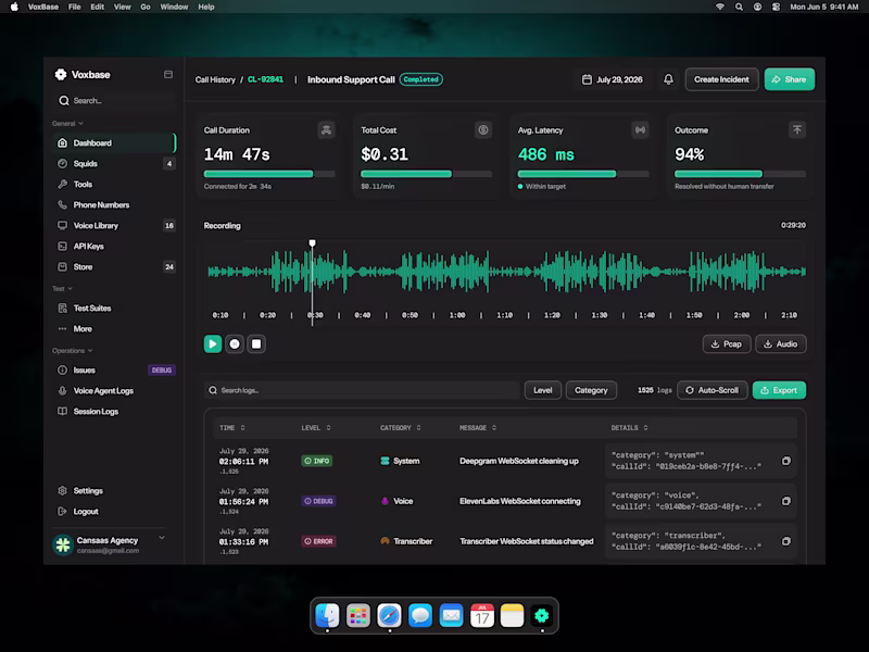 Cover image for Voxbase AI Voice Agent Monitoring Dashboard Design
