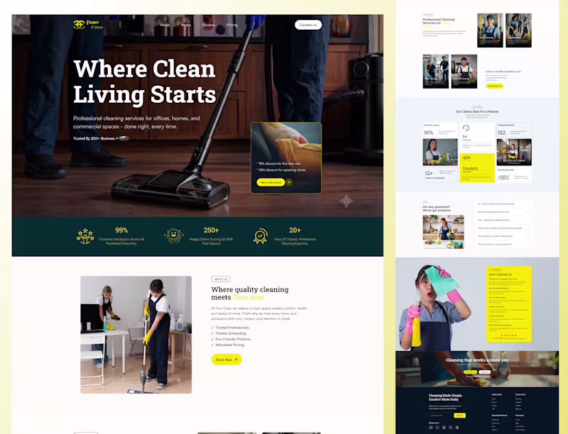 Cover image for Bold Home Cleaning Website Design - Pure Casa
