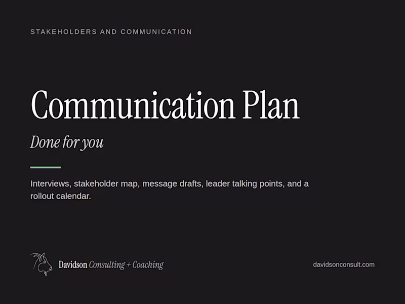 Cover image for Stakeholder and Communication Plan, Done For You